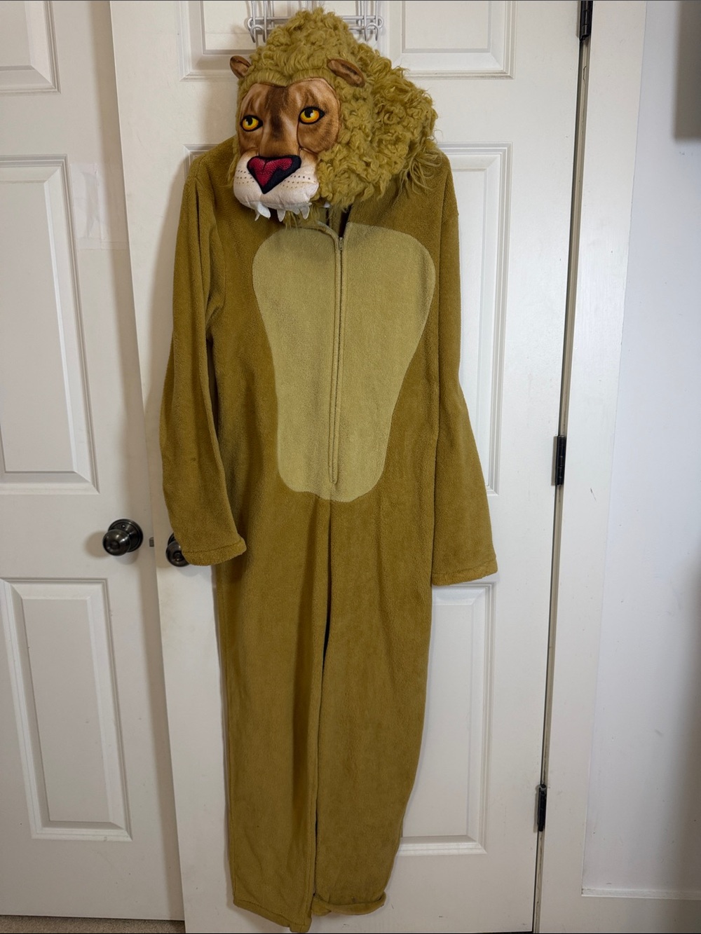 Lion Zip Up Hoodie Costume size large tan, and brown